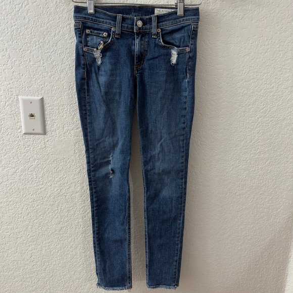 Rag & Bone Distressed The Skinny Jeans In La Paz Wash Size 25 - Picture 2 of 9